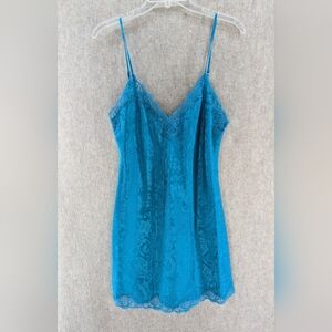 Vintage 1990’s Teal Victorias Secret Nightie. Short Nightgown,Gold Label  Medium
